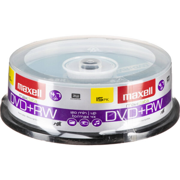 Maxell DVD+RW 4.7GB 4x Rewritable, Recordable Disc (Spindle Pack of 15)