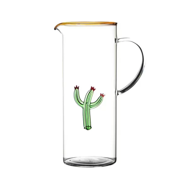 Abigails Aztec 1.4 Qt. 6.25 in. L x 3.5 in. W x 9 in. H Glass Cactus Cocktail Pitcher