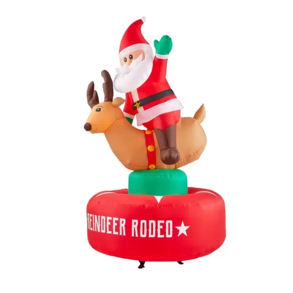 Airblown 6.5 ft. Animated Inflatable Santa and Reindeer Rodeo Scene