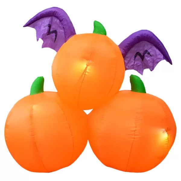 ALEKO 6 ft. Pre-Lit Winged Jack-O-Lantern Trio Halloween Inflatable