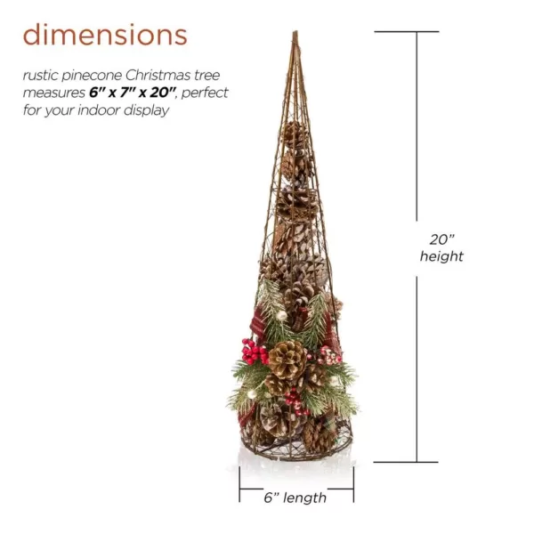 Alpine Corporation 20 in. Tall Rustic Pinecone Christmas Tree Decor