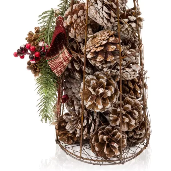 Alpine Corporation 20 in. Tall Rustic Pinecone Christmas Tree Decor