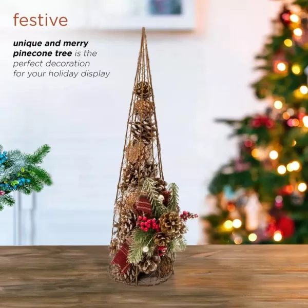 Alpine Corporation 20 in. Tall Rustic Pinecone Christmas Tree Decor