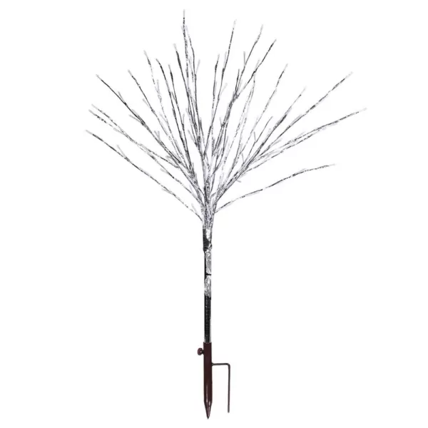 Alpine Corporation 39 in. Tall Silver Metallic Foil Tree Stake with Red LED Lights