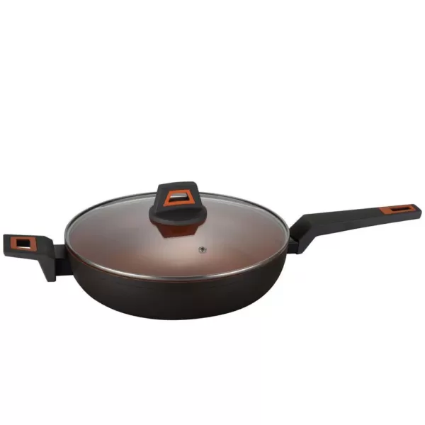 AMERCOOK 12 in. Rough Non Stick Coated Round Wok Pan Volcano Stone