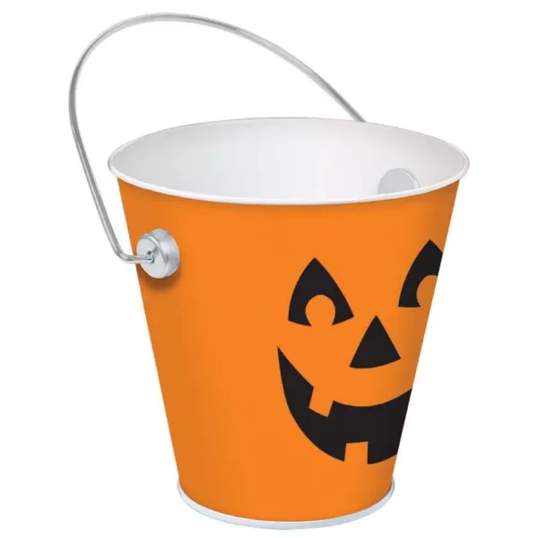 Amscan 4.5 in. x 4.5 in. Pumpkin Metal Pail (6-Pack)