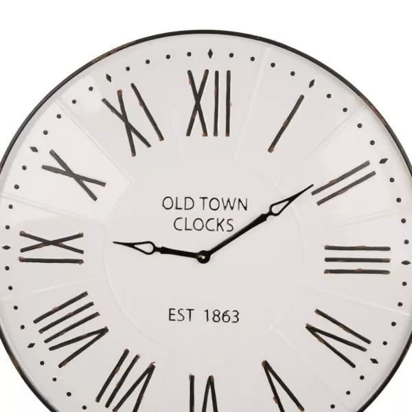 Glitzhome 31.5 in. Oversized Farmhouse Metal Enamel Wall Clock