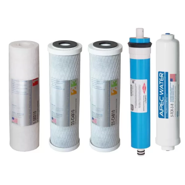 APEC Water Systems ULTIMATE Complete Replacement Filter Set for 90 GPD Reverse Osmosis System with Upgraded 3/8"D Tubing Quick Dispense