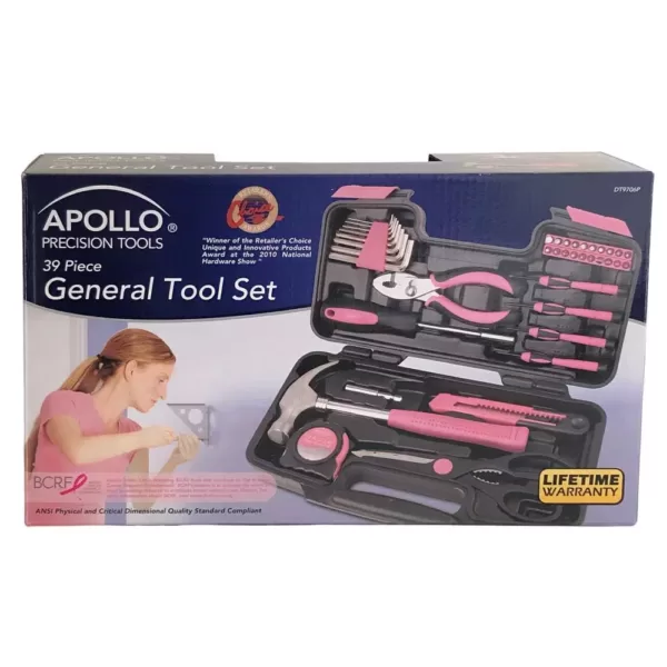 Apollo General Tool Set in Pink (39-Piece)