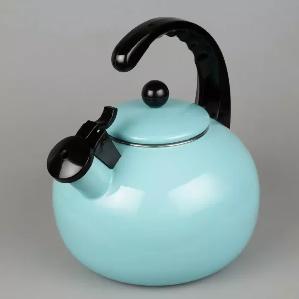 Creative Home Horizon 2.5 Light Blue Quart Porcelain Enamel on Steel Whistling Tea Kettle