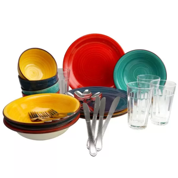 Gibson Home Color Speckle 28-Piece Casual Assorted Colors Stone Dinnerware Set (Service for 14)