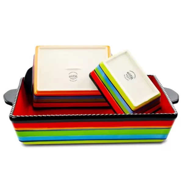 Gibson Pueblo Springs 3-Piece Stoneware Bright Color Bakeware Set