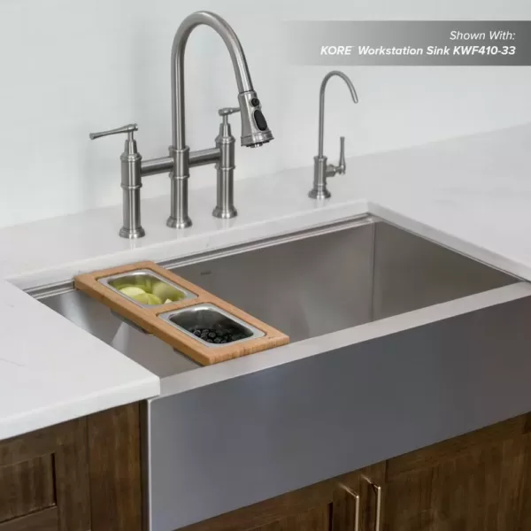 KRAUS 16.75 in. Workstation Kitchen Sink Composite Serving Board Set with Rectangular Stainless Steel Bowls