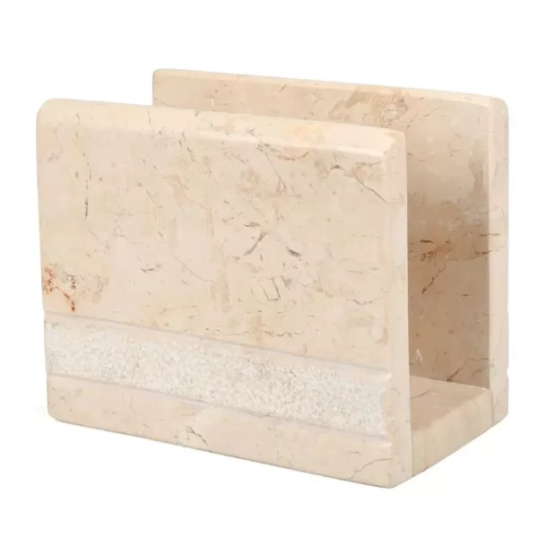 Creative Home Beige Natural Champagne Marble Hand Carved Style Dispenser Dinning table Napkin Holder Stand