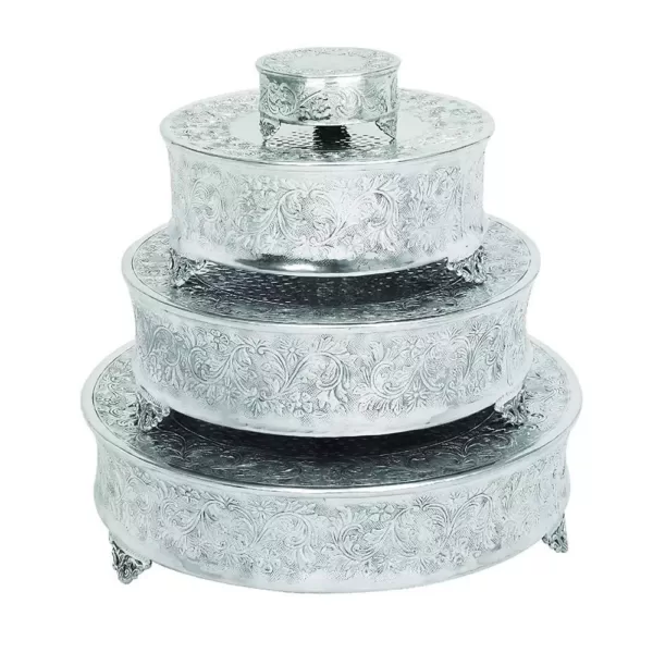 Benzara Silver Aluminum Cake Stand