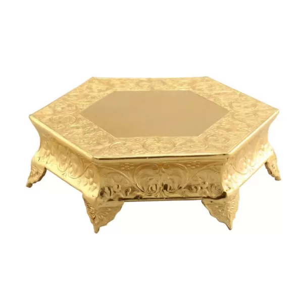 Benzara Hexagonal 16 in. Gold Metal Wedding Cake Stand