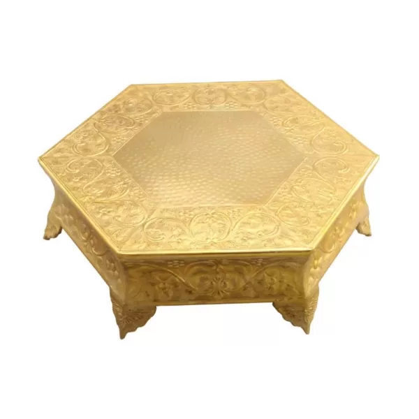 Benzara Hexagonal 16 in. Gold Metal Wedding Cake Stand