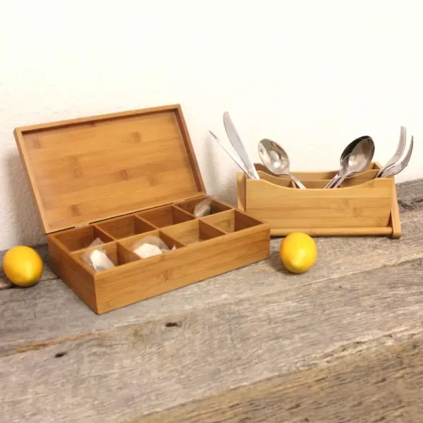 BergHOFF Bamboo Tea Box and Flatware Caddy Set