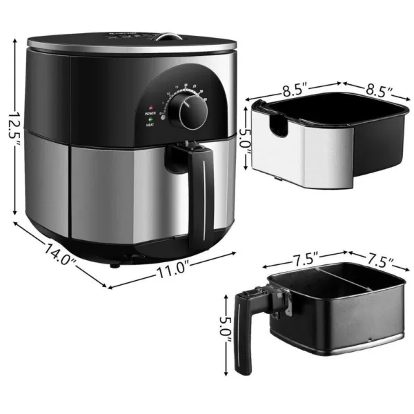 Costway 3.5 Qt. Electric Stainless Steel Air Fryer Oven Oilless Cooker 1300-Watts Auto Shut Off