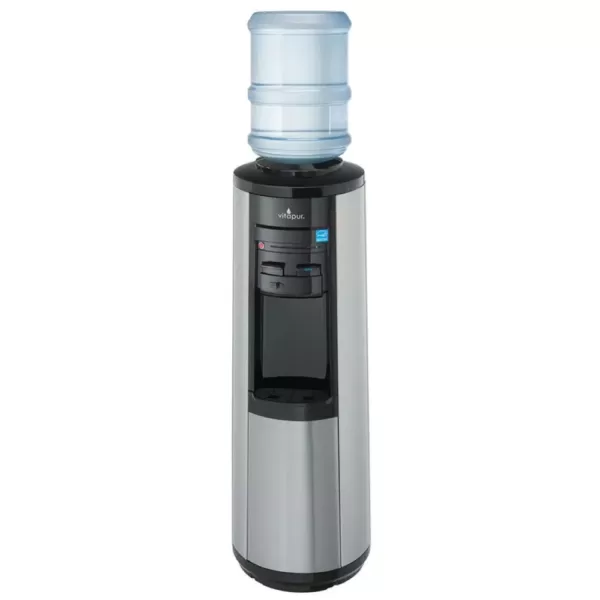 VITAPUR 3-5 Gal. Hot/Room/Cold Temperature Top Load Water Cooler Dispenser with Kettle Feature in Stainless Steel/Black