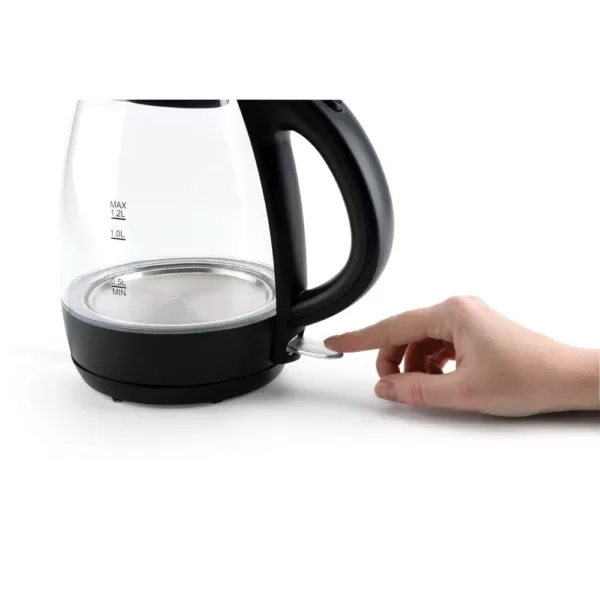 AROMA 5-Cup Black Glass Corded Electric Kettle with Automatic Shut-Off