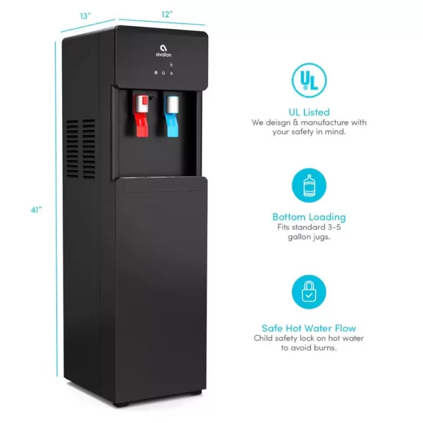 Avalon Touchless Bottom Loading Water Cooler Dispenser, Hot & Cold Water, UL/Energy Star- Black