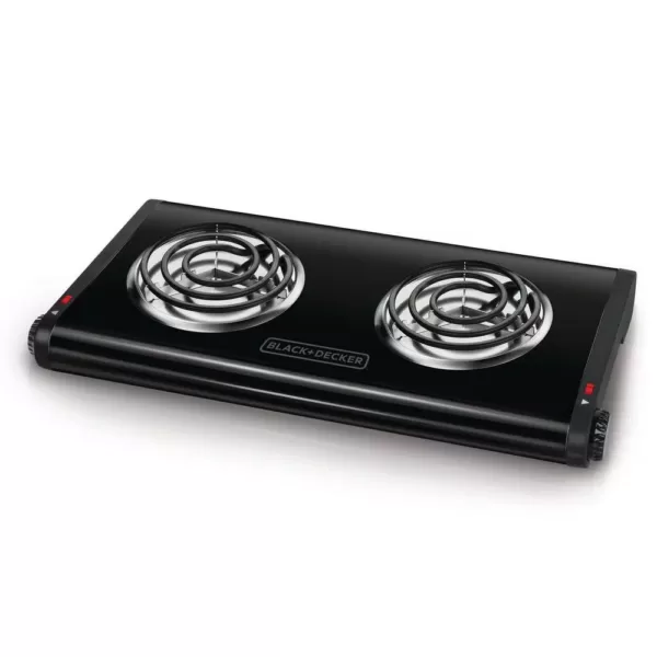 BLACK+DECKER 2-Burner 12 in. Black Hot Plate with Temperature Controls