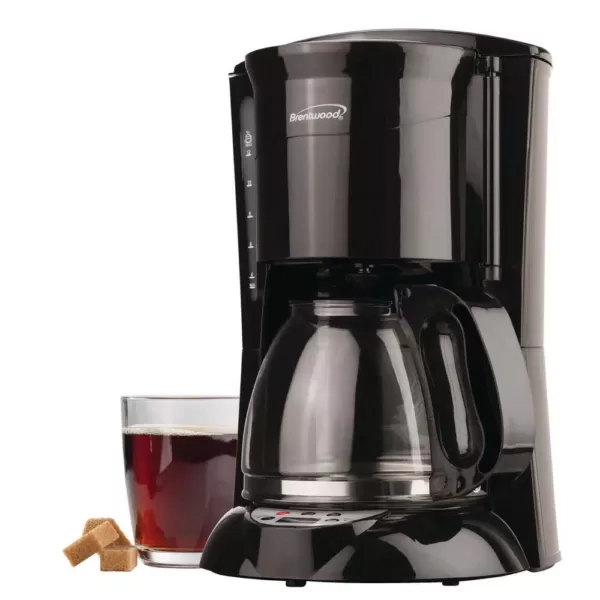 Brentwood Appliances 12-Cup Black Coffee Maker with 4 oz. Coffee and Spice Grinder