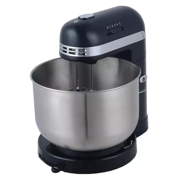 Brentwood Appliances 3 Qt. 5-Speed Black with Stainless Steel Mixing Bowl Stand Mixer