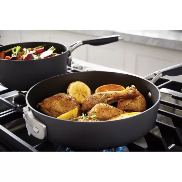 Calphalon Select Space Saving 9-Piece Hard-Anodized Aluminum Nonstick Cookware Set in Black