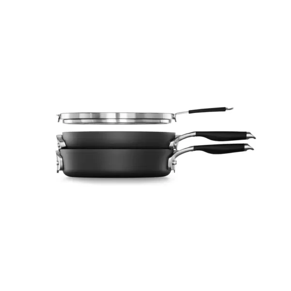 Calphalon Select Space Saving 3-Piece Hard-Anodized Aluminum Nonstick Cookware Set in Black