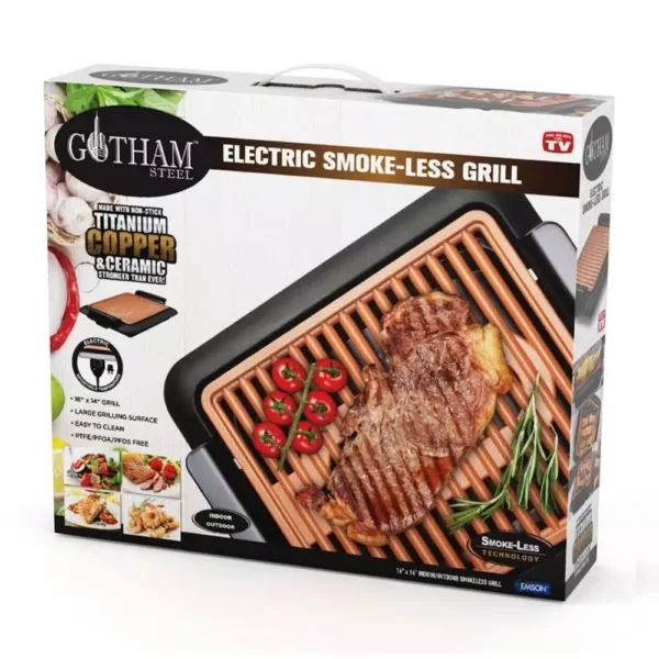 Gotham Steel 234 sq. in. Black Copper Non-Stick Ti-Ceramic Smoke-less Indoor Grill