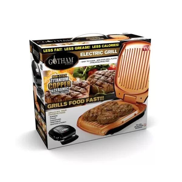 Gotham Steel 72 sq. in. Black Copper Low Fat Indoor Grill