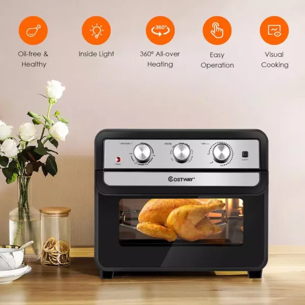 Costway 23 qt. Black Air Fryer Oven with Rotisserie