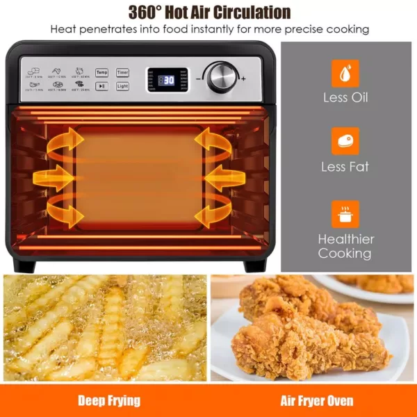 Costway 23 qt. Black 12-in-1 Air Fryer Oven with Rotisserie