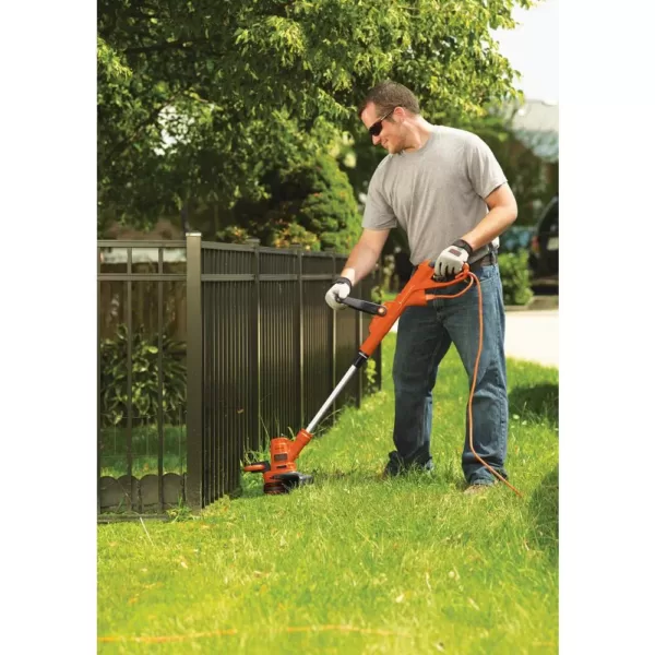 BLACK+DECKER 14 in. 6.5-Amp Corded Electric Straight Shaft Single Line 2-in-1 String Grass Trimmer/Lawn Edger