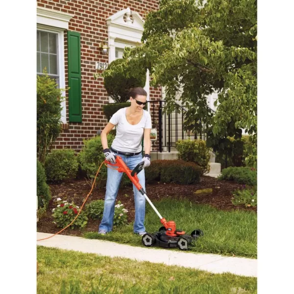 BLACK+DECKER 12 in. 6.5 Amp Corded Electric Straight Shaft Single Line 3-in-1 String Grass Trimmer/Lawn Edger/Push Mower