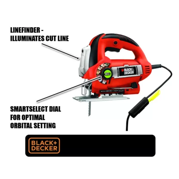 BLACK+DECKER LineFinder Orbital Jig Saw with SmartSelect Technology