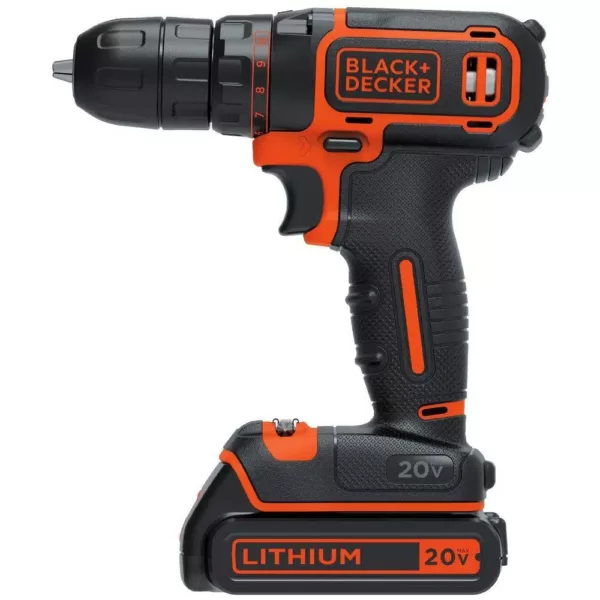 BLACK+DECKER 20-Volt MAX Lithium-Ion Cordless 3/8 in. Drill/Driver with Battery 1.5Ah and Charger