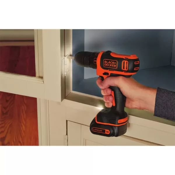 BLACK+DECKER 12-Volt MAX Lithium-Ion Cordless 3/8 in. Drill with Battery 1.5Ah and Charger