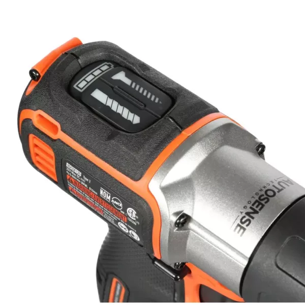 BLACK+DECKER 20-Volt MAX Lithium-Ion Cordless Drill/Driver with Autosense Technology with Battery 1.5Ah and Charger