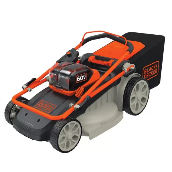 BLACK+DECKER 20 in. 60V Lithium Ion Cordless Walk Behind Push Mower with (2) 2.5Ah Batteries and Charger Included