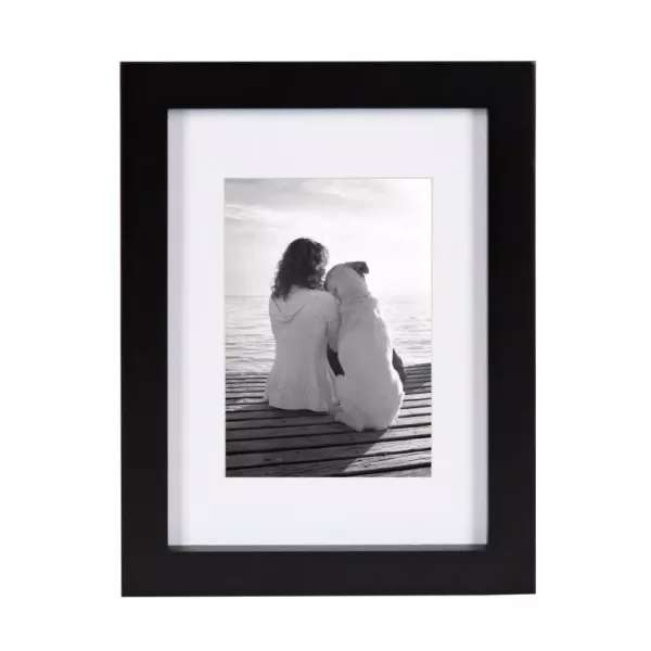 DesignOvation Gallery 5 in. x 7 in. Matted to 3.5 in. x 5 in. Black Picture Frame (Set of 4)