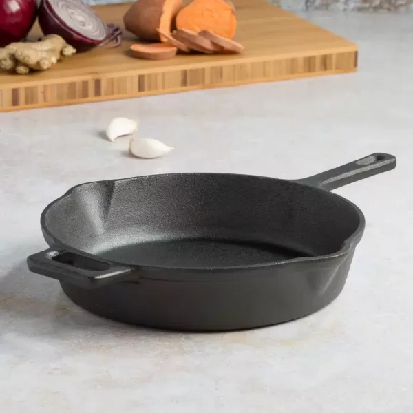 Ecolution Farmhouse 9.5 in. Cast Iron Frying Pan in Black