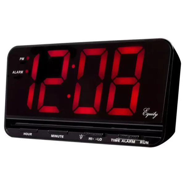 Equity by La Crosse Extra-Large 3 in. Red LED Electric Alarm Table Clock with HI/LO Settings