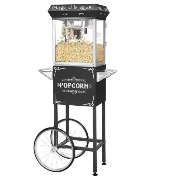 Great Northern Foundation 4 oz. Black Hot Oil Popcorn Machine with Cart