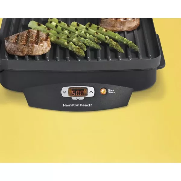 Hamilton Beach Steak Lover's 100 sq. in. Black Indoor Grill with Lid