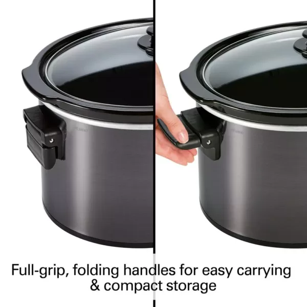 Hamilton Beach 10 Qt. Black Slow Cooker with Folding Handles