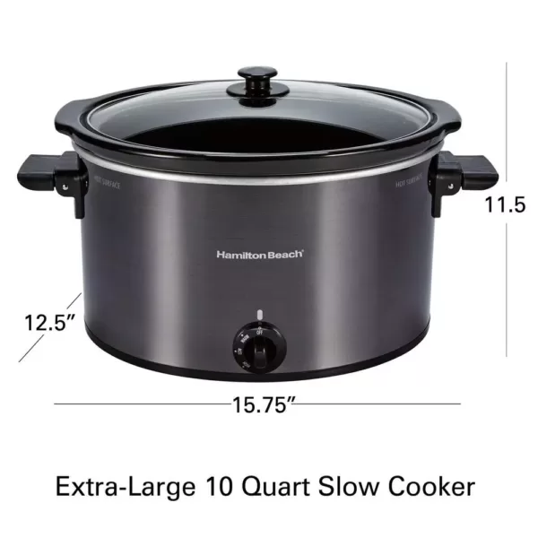 Hamilton Beach 10 Qt. Black Slow Cooker with Folding Handles