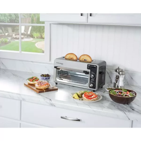 Hamilton Beach Toastation 1300 W 2-Slice Black and Gray Toaster Oven with Top Toasting Slot